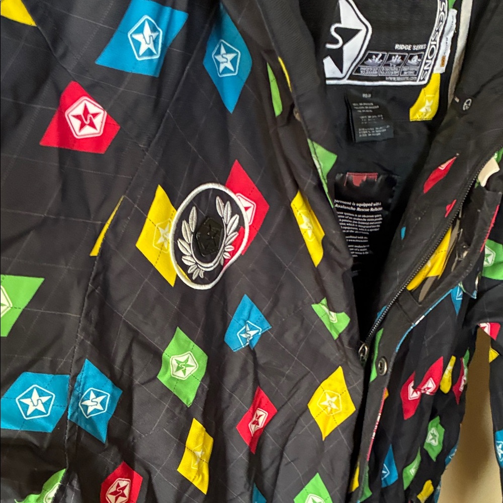 SESSIONS Men’s Puffer Jacket with Multicolor Diamond Patterns w/ RECCO tech WR 8 - Picture 7 of 8